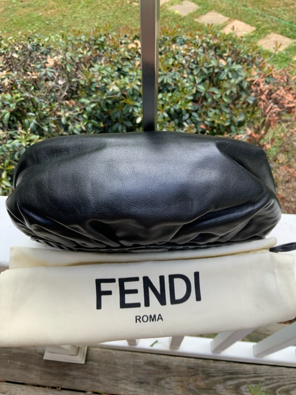 Fendi Rare Black VTG Leather Zippered Clutch with Logo Patch, COA and dust bag - Picture 16 of 16